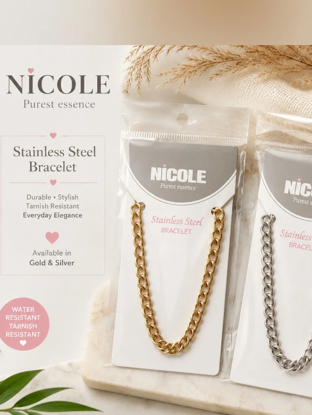 Stainless Steel Chunky Chain Bracelet – Gold or Silver